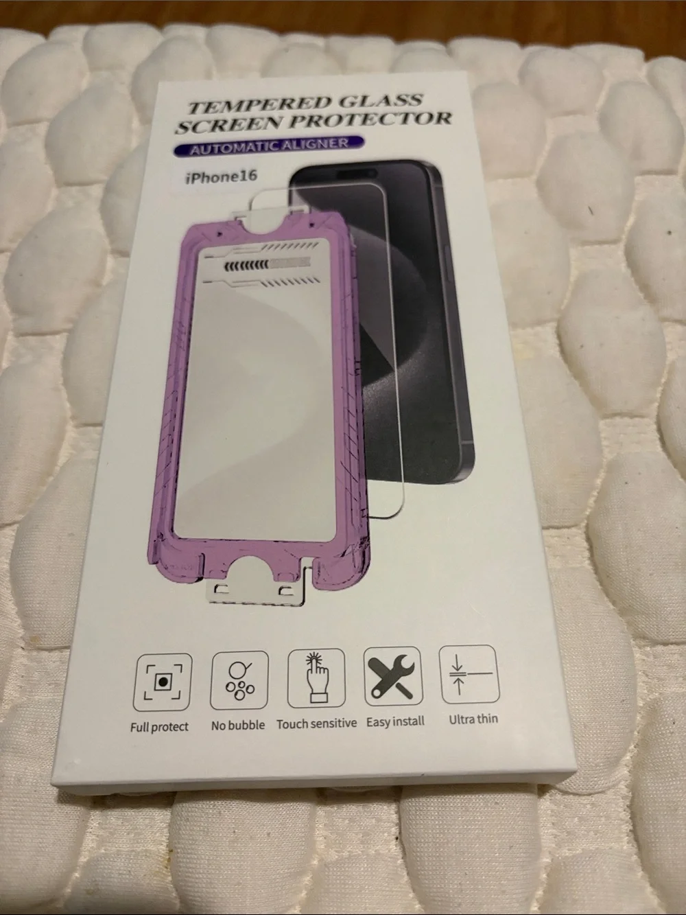 Tempered Glass Screen Protector for iPhone 16 - Purple Automatic Aligner